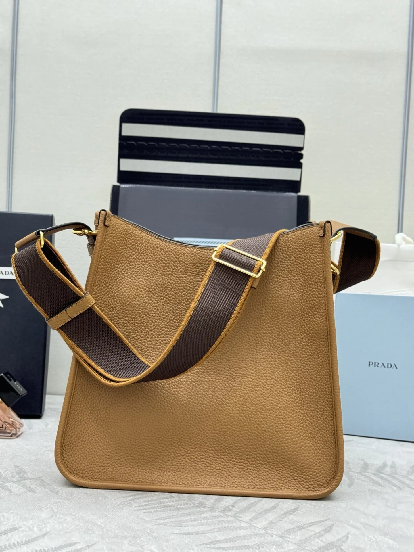 Prada Grained Leather Crossbody Bag with Logo Strap D105016389 — view 2