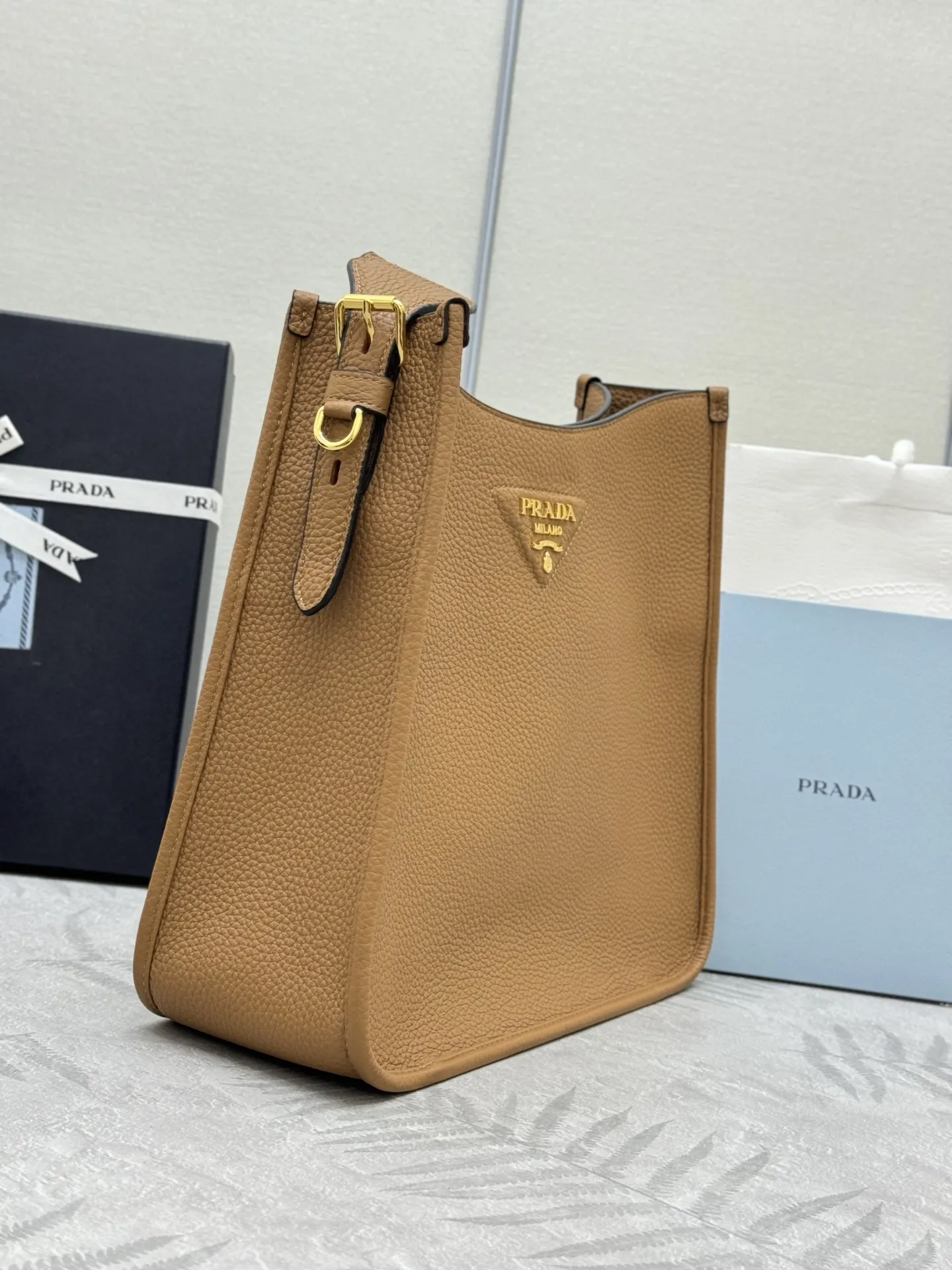 Prada Grained Leather Crossbody Bag with Logo Strap D105016389 — view 3