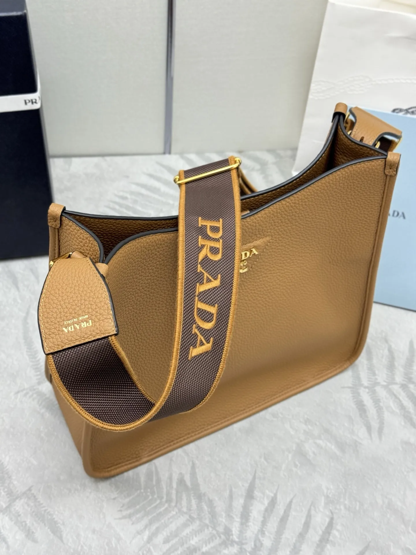 Prada Grained Leather Crossbody Bag with Logo Strap D105016389 — view 4