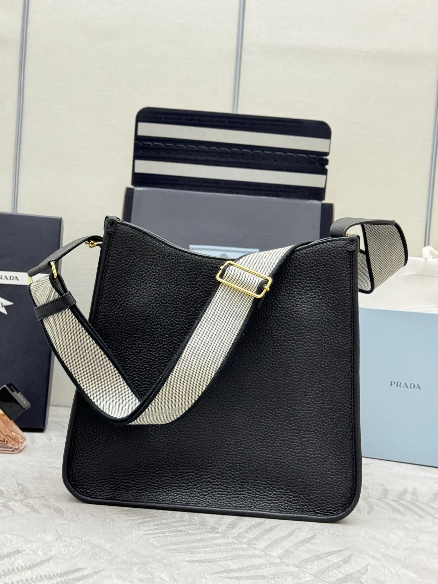 Prada Grained Leather Crossbody Bag with Logo Strap D105016390 — view 2