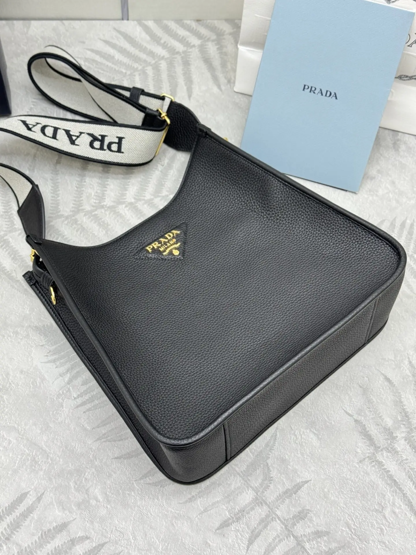Prada Grained Leather Crossbody Bag with Logo Strap D105016390 — view 5