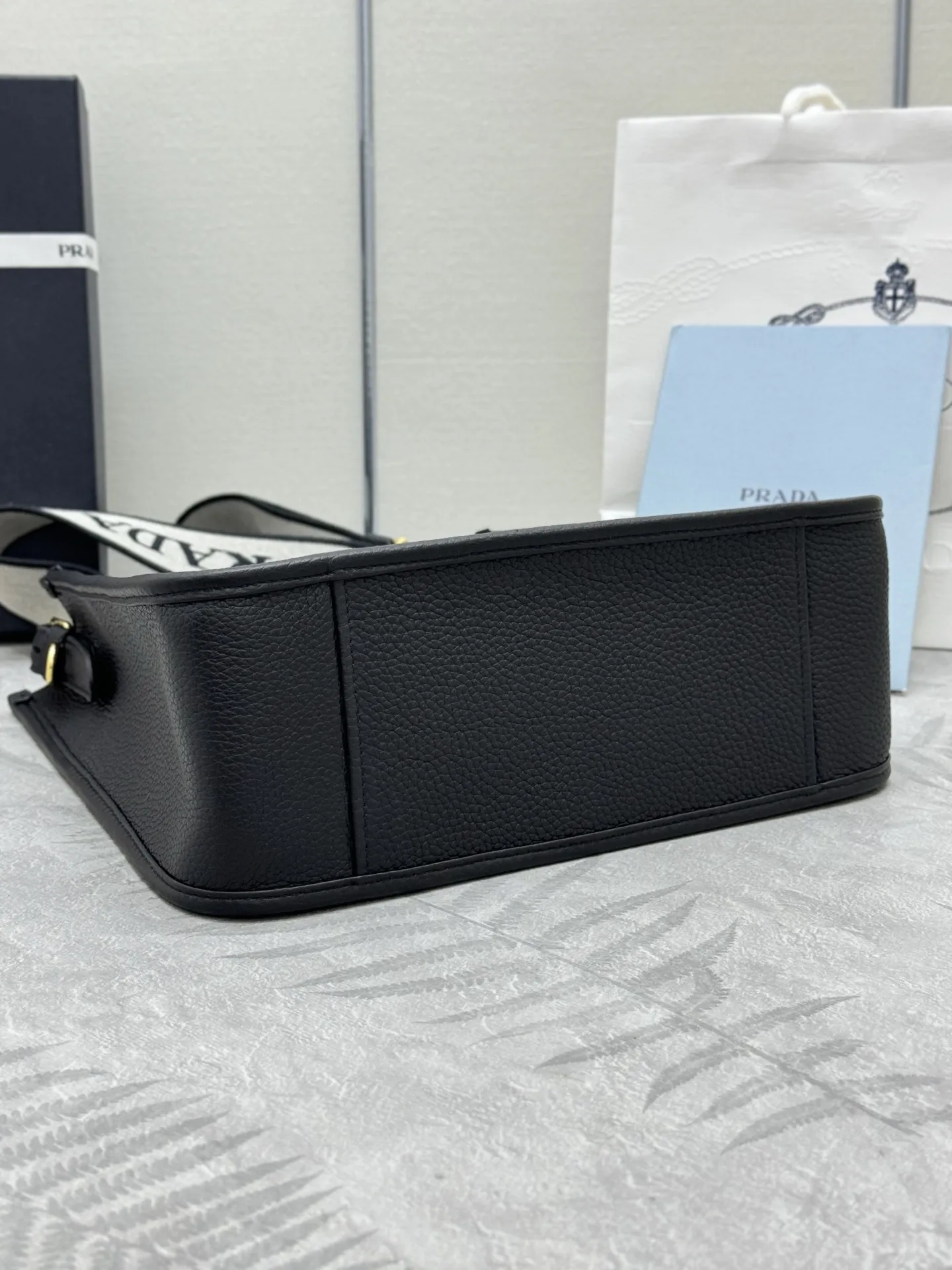 Prada Grained Leather Crossbody Bag with Logo Strap D105016390 — view 6
