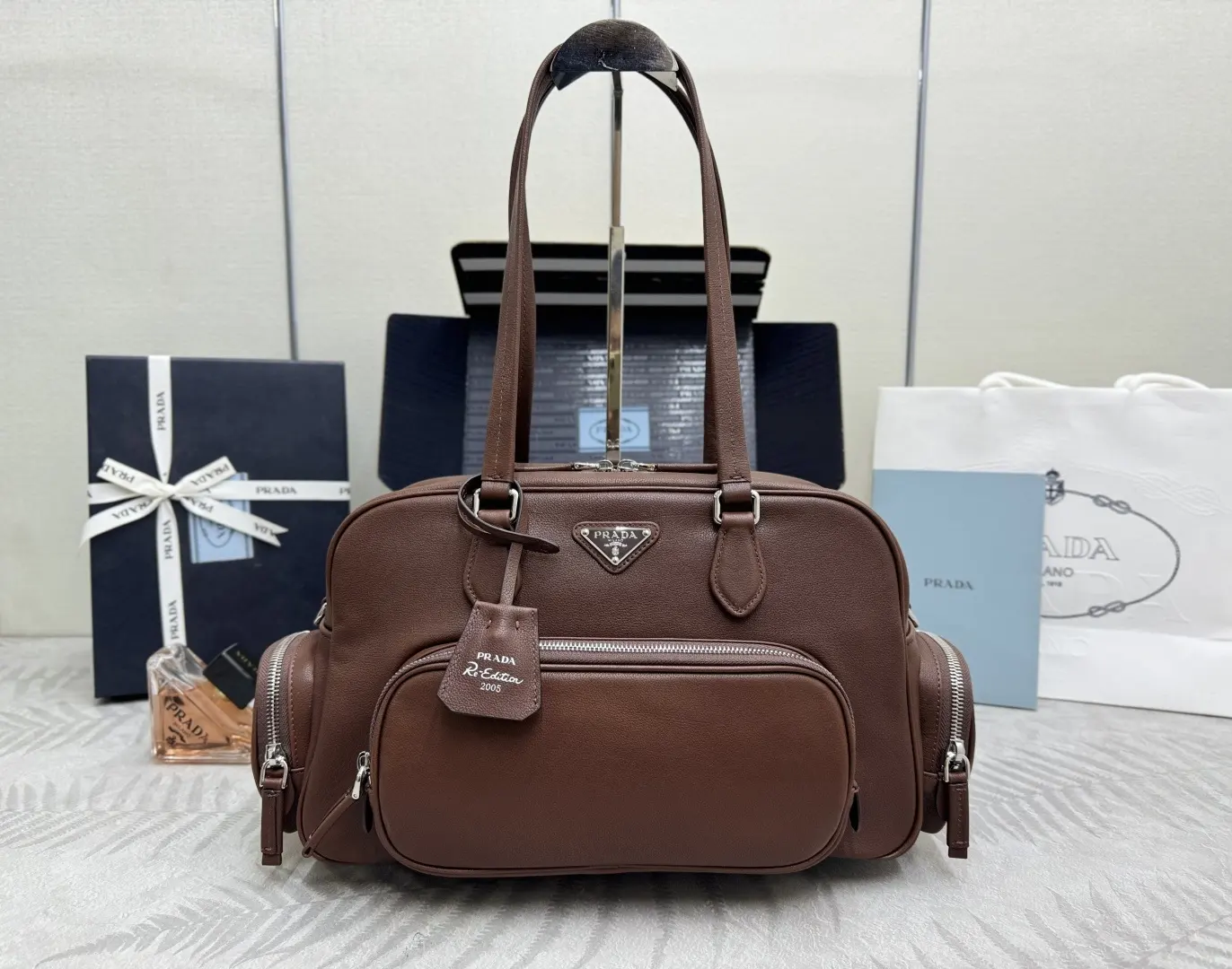 Prada Buffalo Leather Top-Handle Bag D128016504