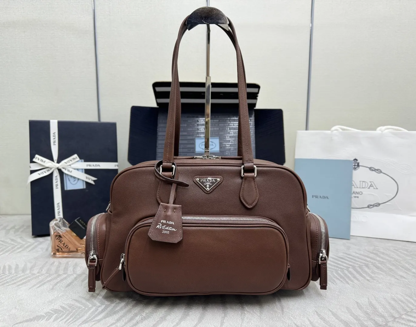 Prada Buffalo Leather Top-Handle Bag D128016504