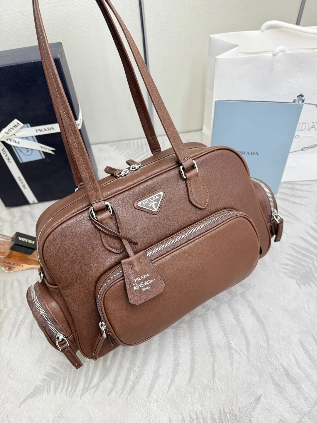 Prada Buffalo Leather Top-Handle Bag D128016504 — view 4