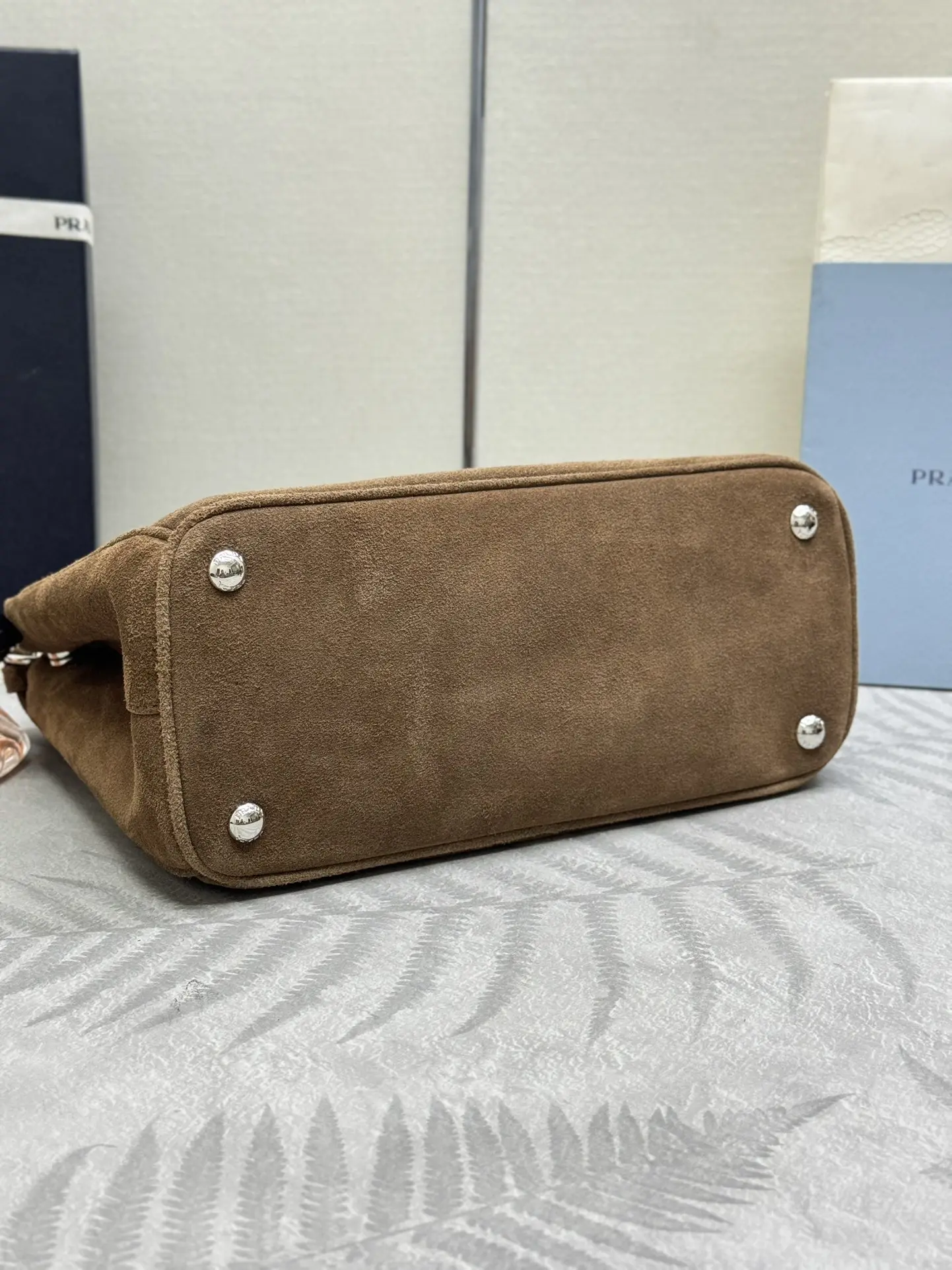 Prada Suede Saffiano Leather Double Handle Tote Bag D100016528 — view 5