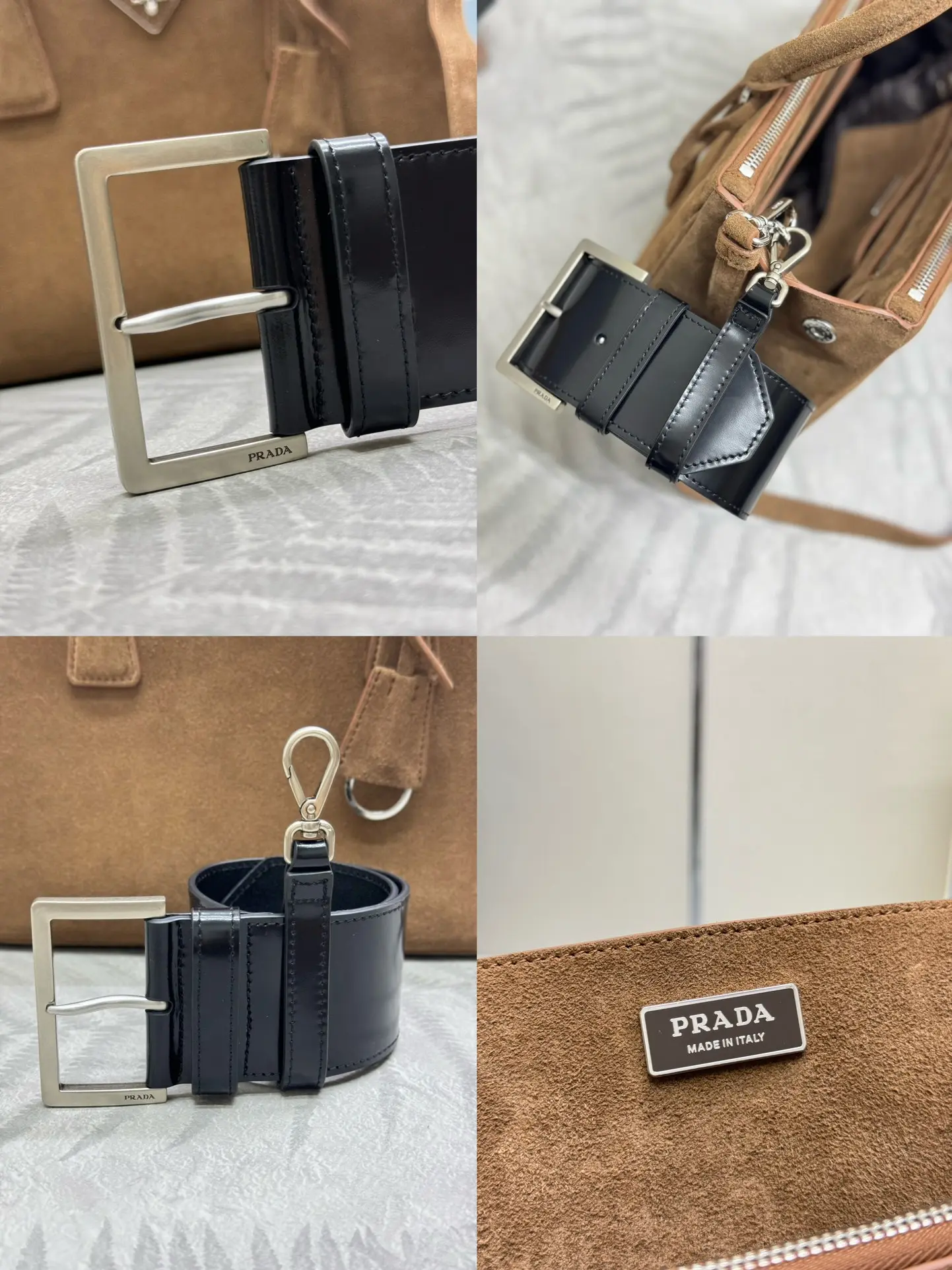 Prada Suede Saffiano Leather Double Handle Tote Bag D100016528 — view 9