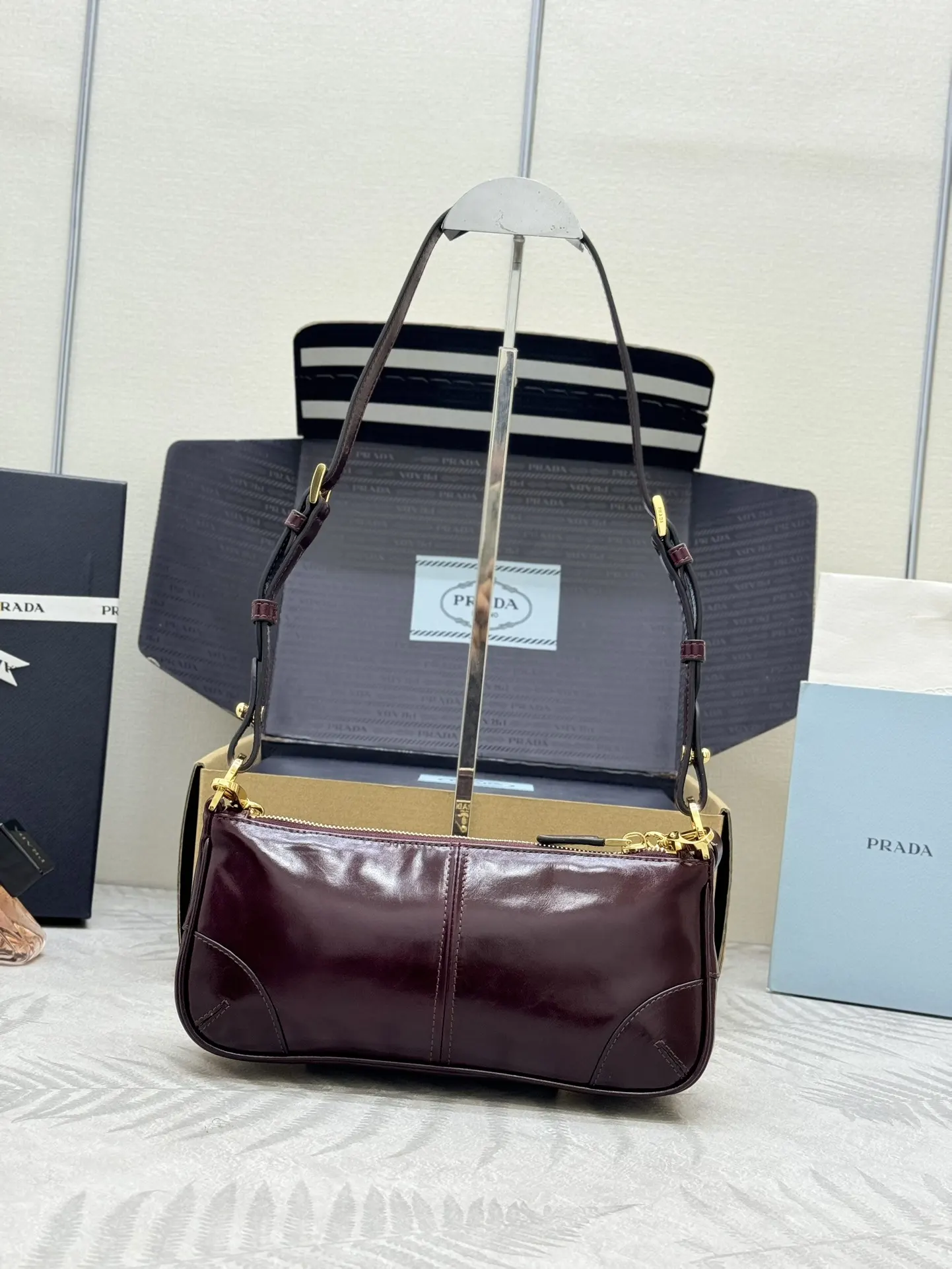 Prada 1BC221 Patent Leather Chain Shoulder Bag D88016398 — view 2
