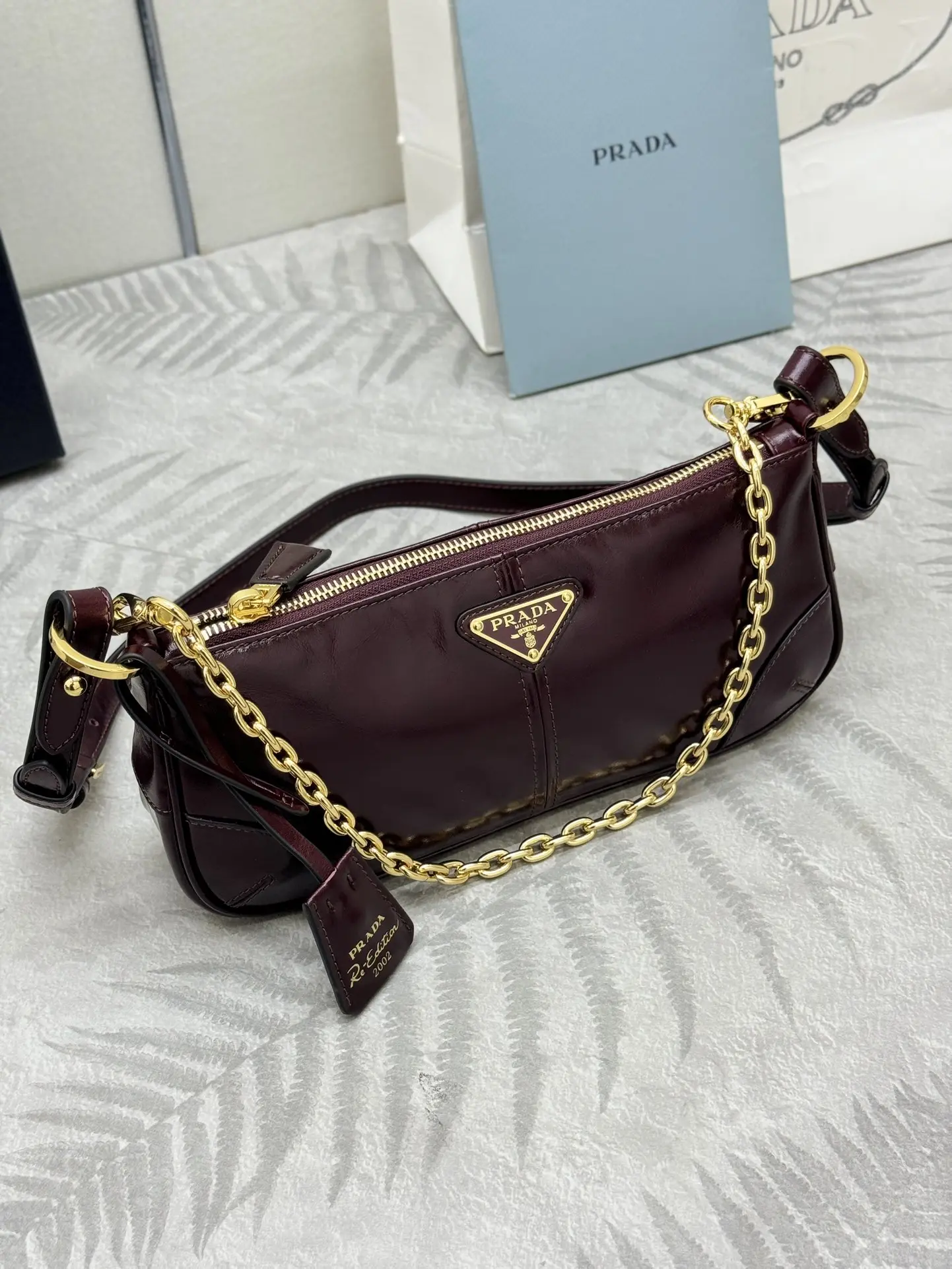 Prada 1BC221 Patent Leather Chain Shoulder Bag D88016398 — view 3