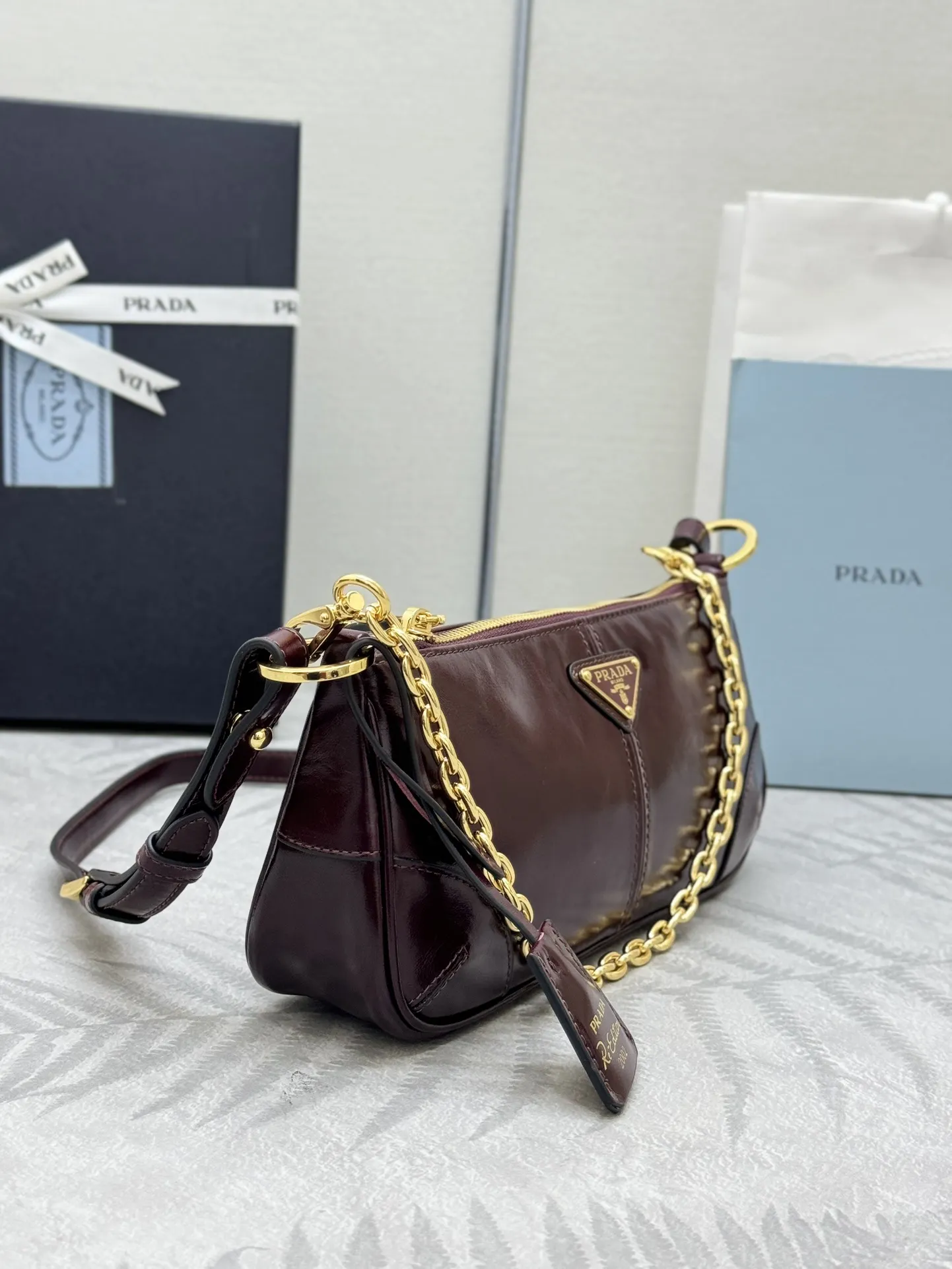Prada 1BC221 Patent Leather Chain Shoulder Bag D88016398 — view 4