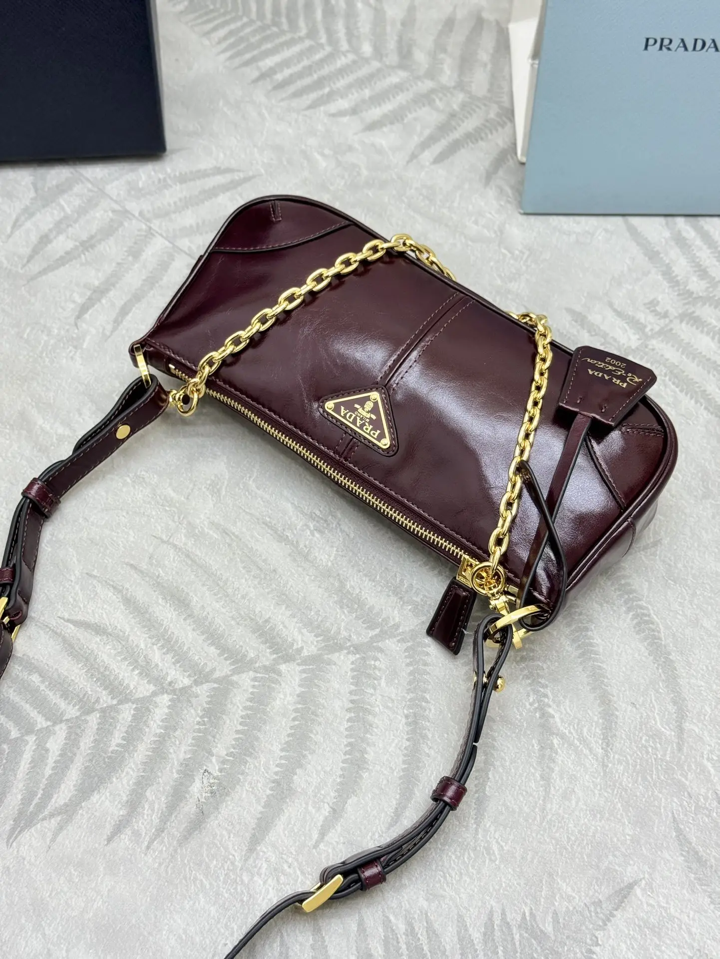 Prada 1BC221 Patent Leather Chain Shoulder Bag D88016398 — view 5