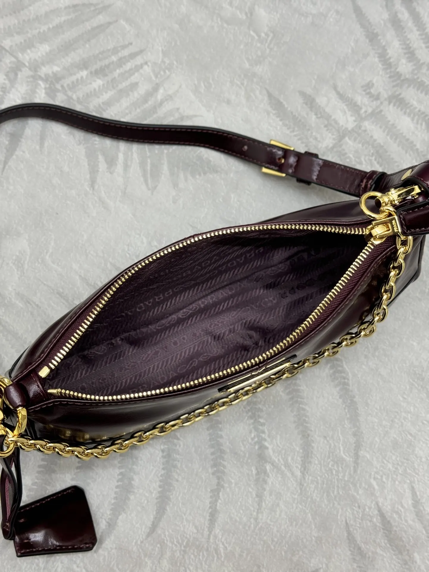 Prada 1BC221 Patent Leather Chain Shoulder Bag D88016398 — view 8