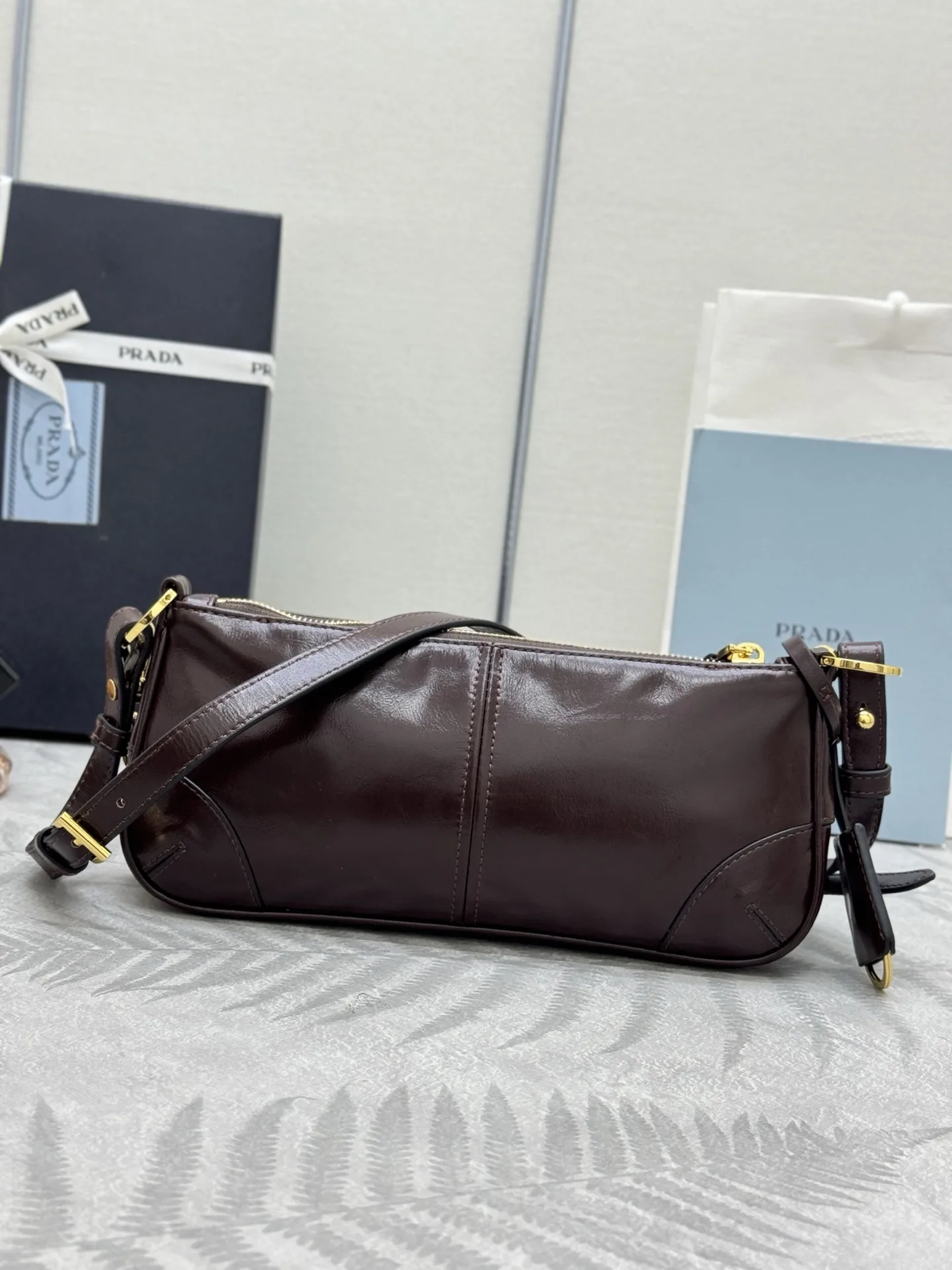 Prada 1BC221 Oiled Leather Shoulder Bag D88016399 — view 2