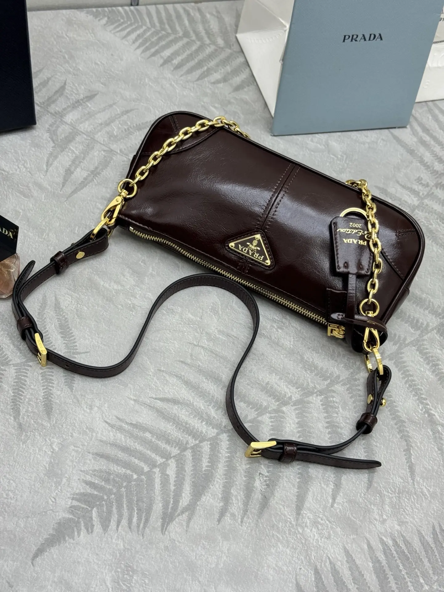 Prada 1BC221 Oiled Leather Shoulder Bag D88016399 — view 4
