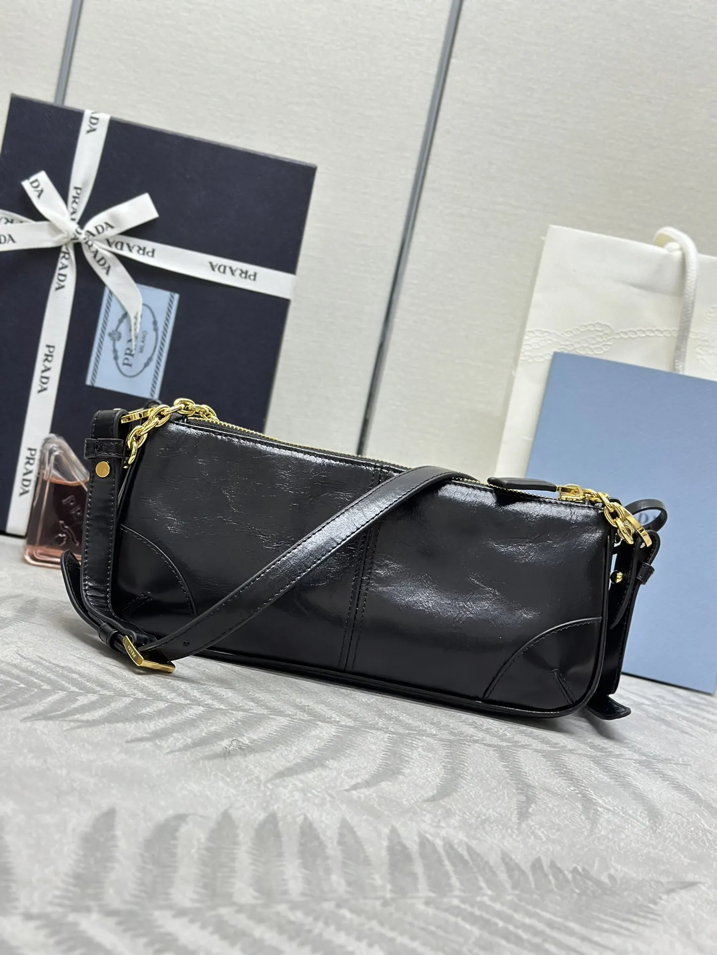 Prada 1BC221 Oiled Leather Shoulder Bag D88016400 — view 2