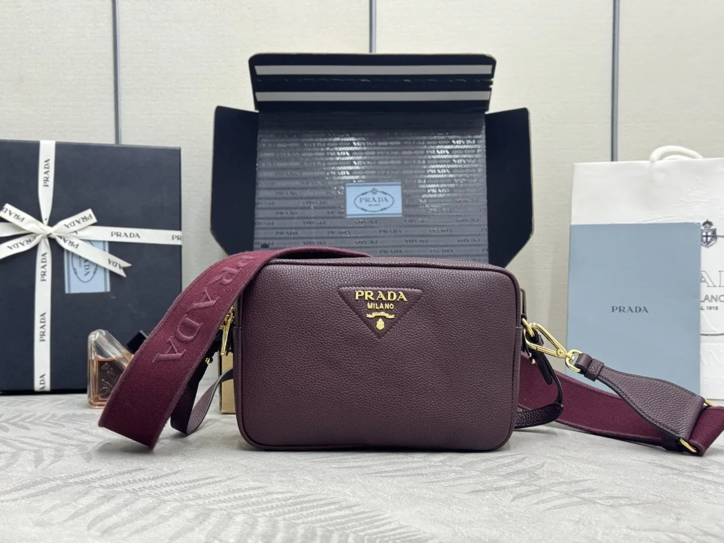 Prada 1BH082 Grained Leather Crossbody Bag D100016407