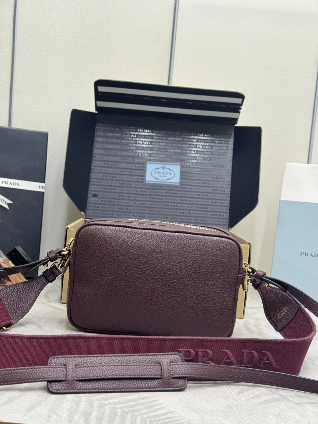 Prada 1BH082 Grained Leather Crossbody Bag D100016407 — view 2
