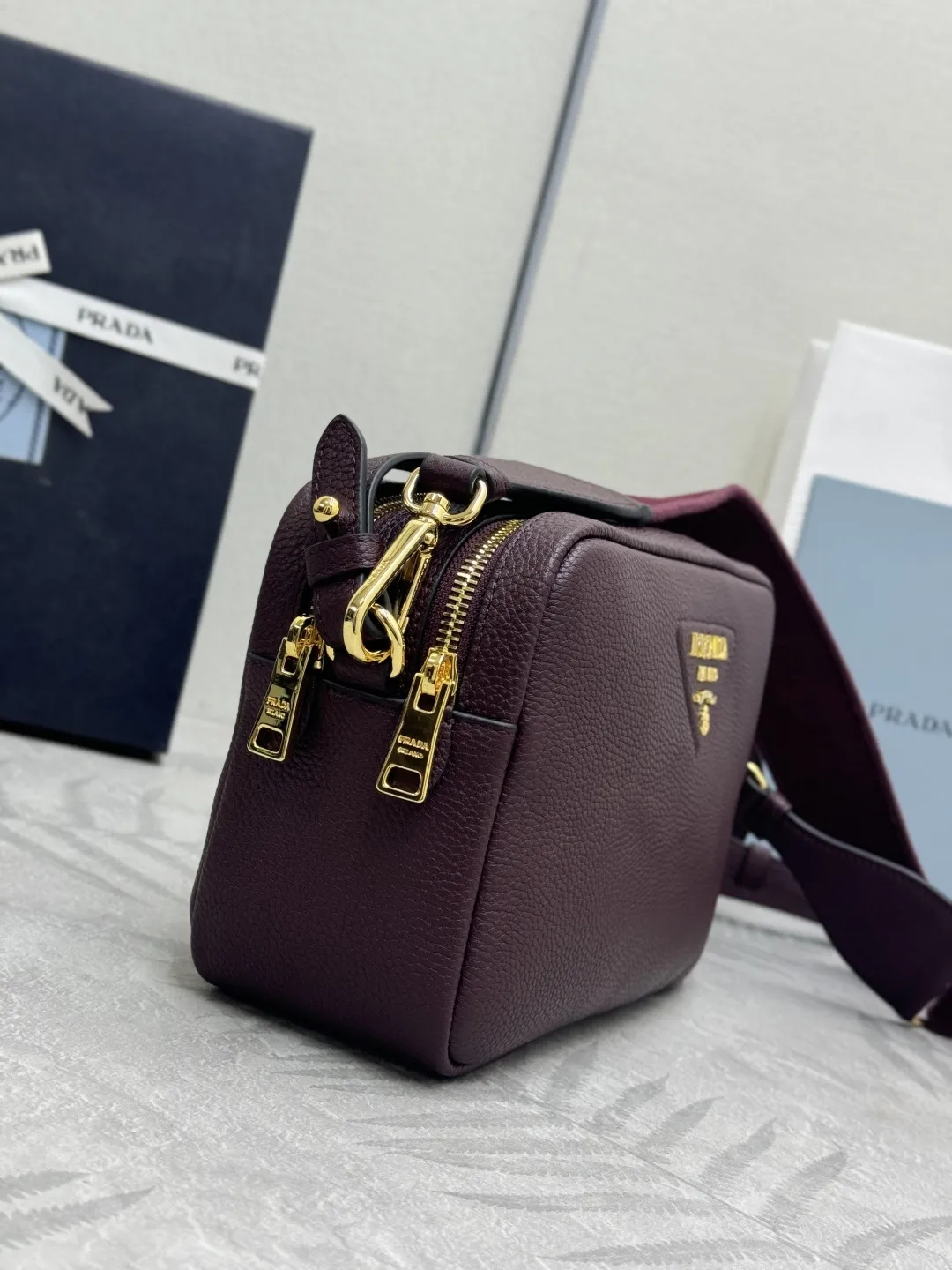 Prada 1BH082 Grained Leather Crossbody Bag D100016407 — view 4