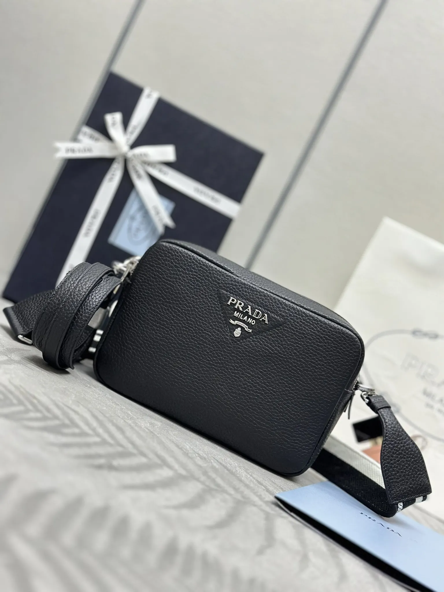 Prada Grained Leather Crossbody Bag D98016483