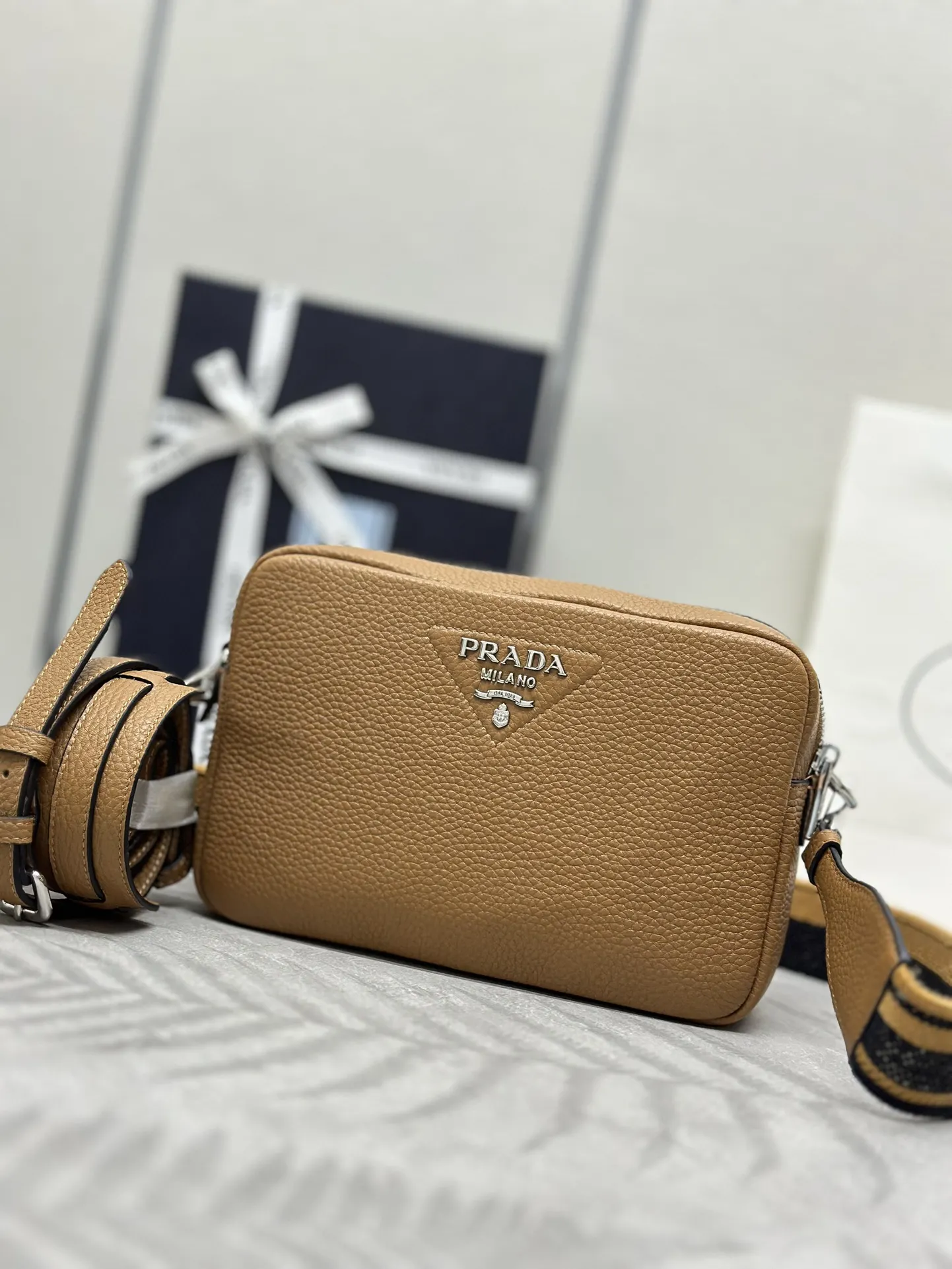Prada Deerskin-Effect Leather Crossbody Bag D98016410