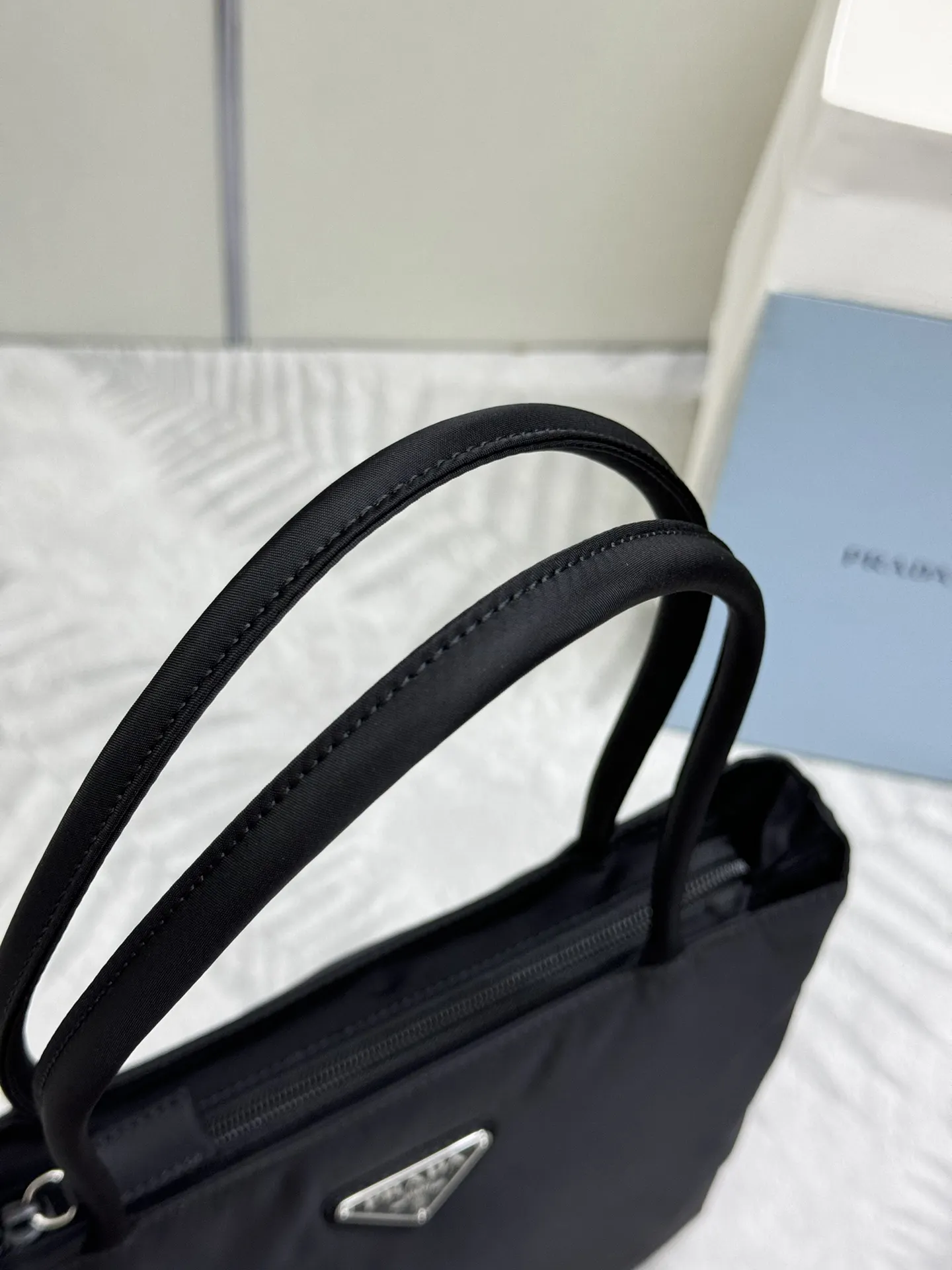 Small Nylon Triangle Logo Tote Bag D50016414 — view 6