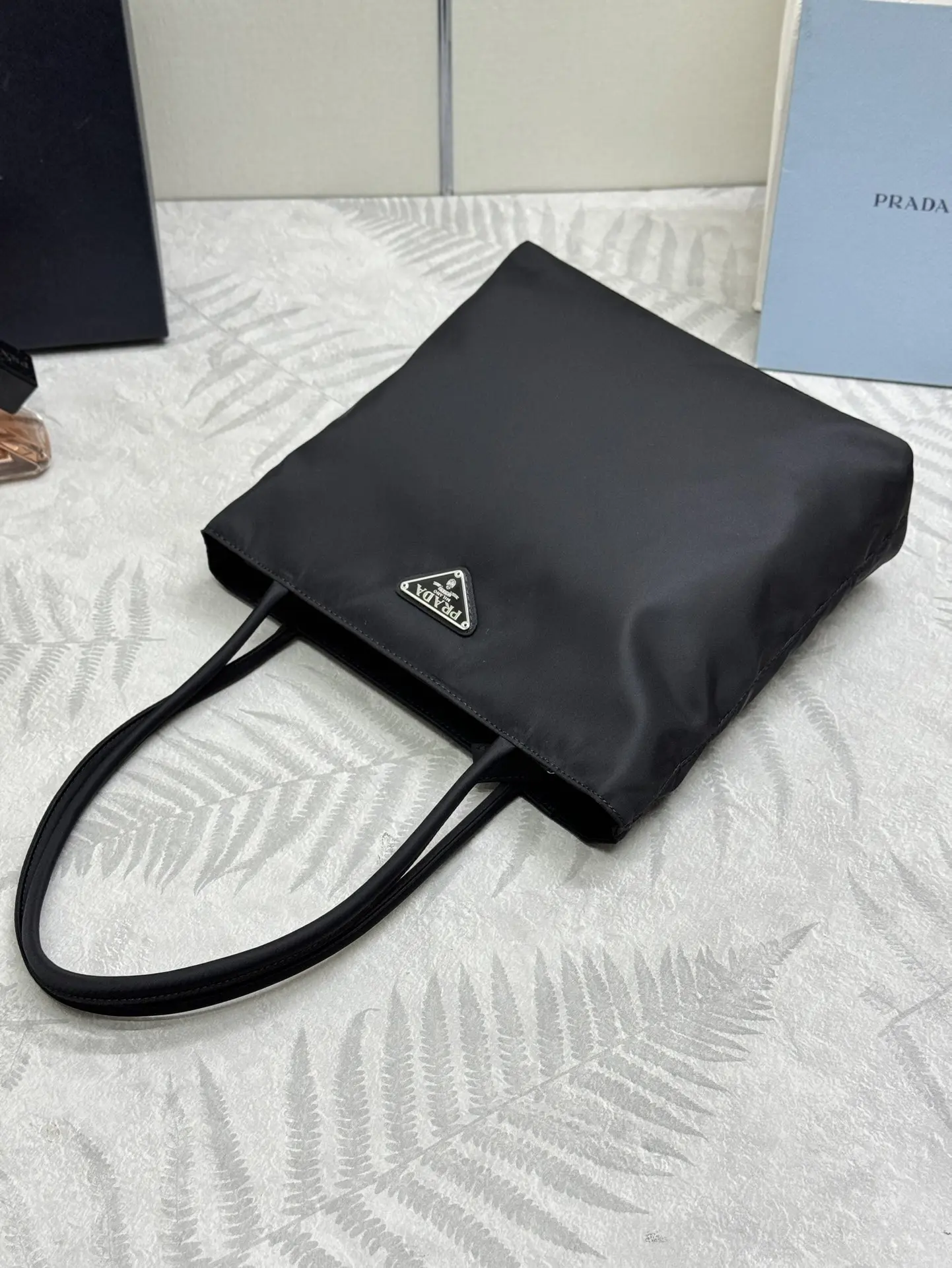 Small Nylon Triangle Logo Tote Bag D50016414 — view 7