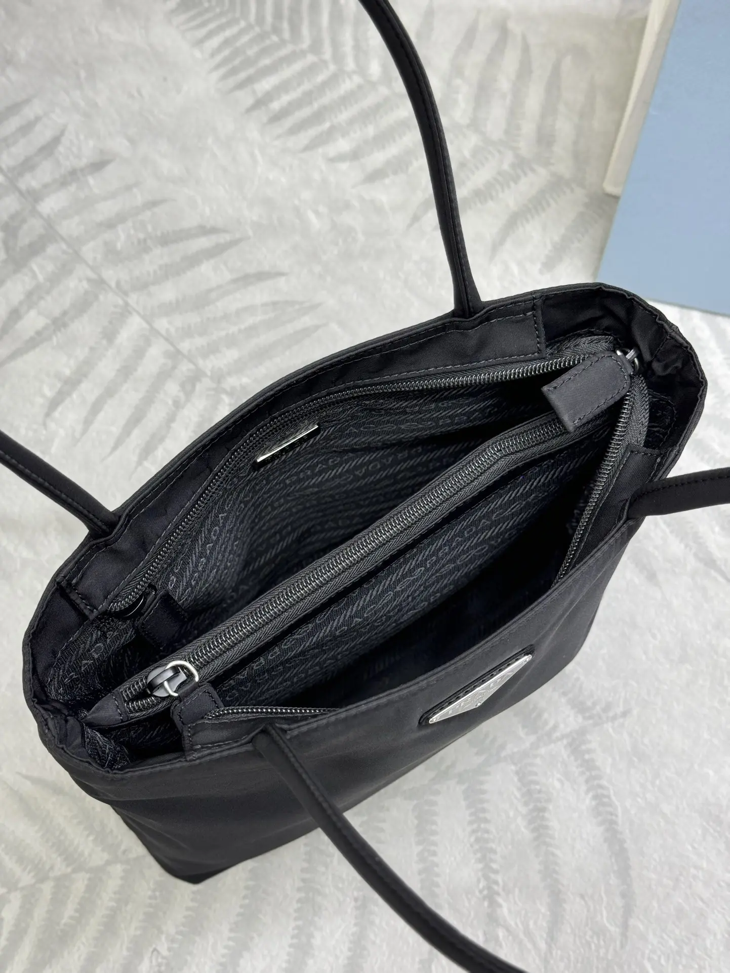 Small Nylon Triangle Logo Tote Bag D50016414 — view 9