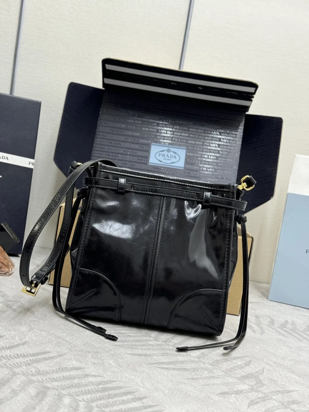 Soft Lux Oiled Leather Top-Handle Crossbody Bag D95016417 — view 3