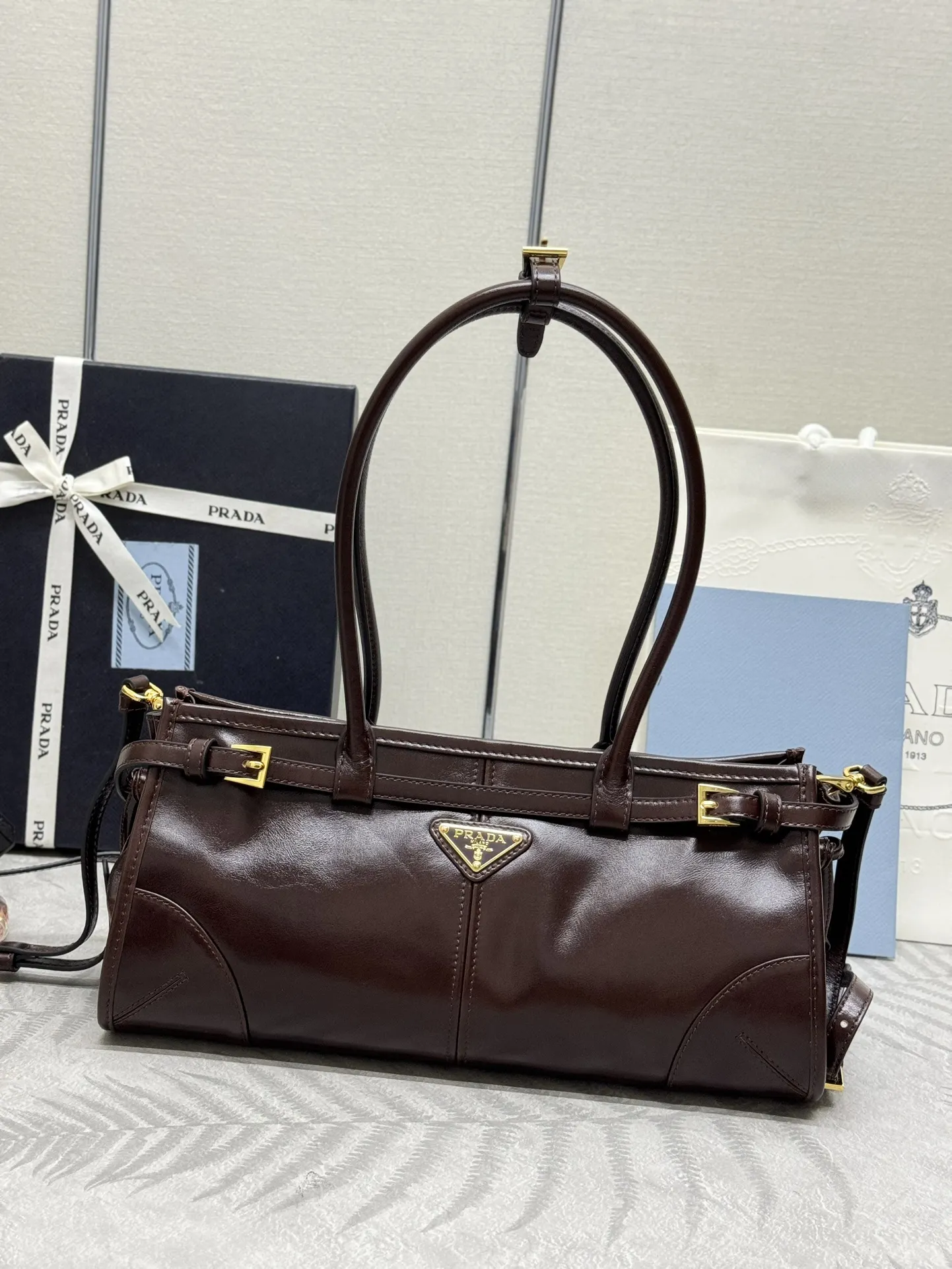 Prada Soft Lux Leather Shoulder Bag D104016424