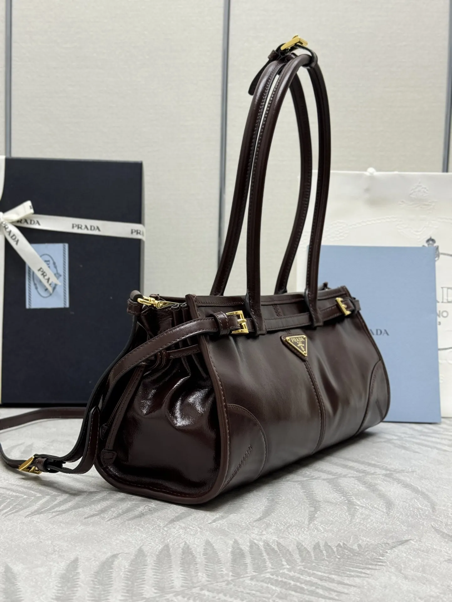 Prada Soft Lux Leather Shoulder Bag D104016424 — view 2