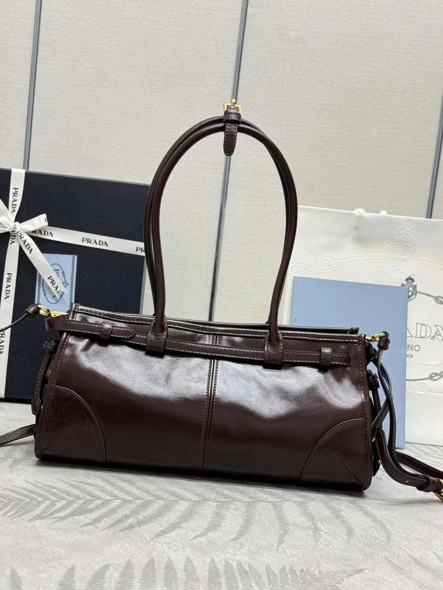 Prada Soft Lux Leather Shoulder Bag D104016424 — view 3