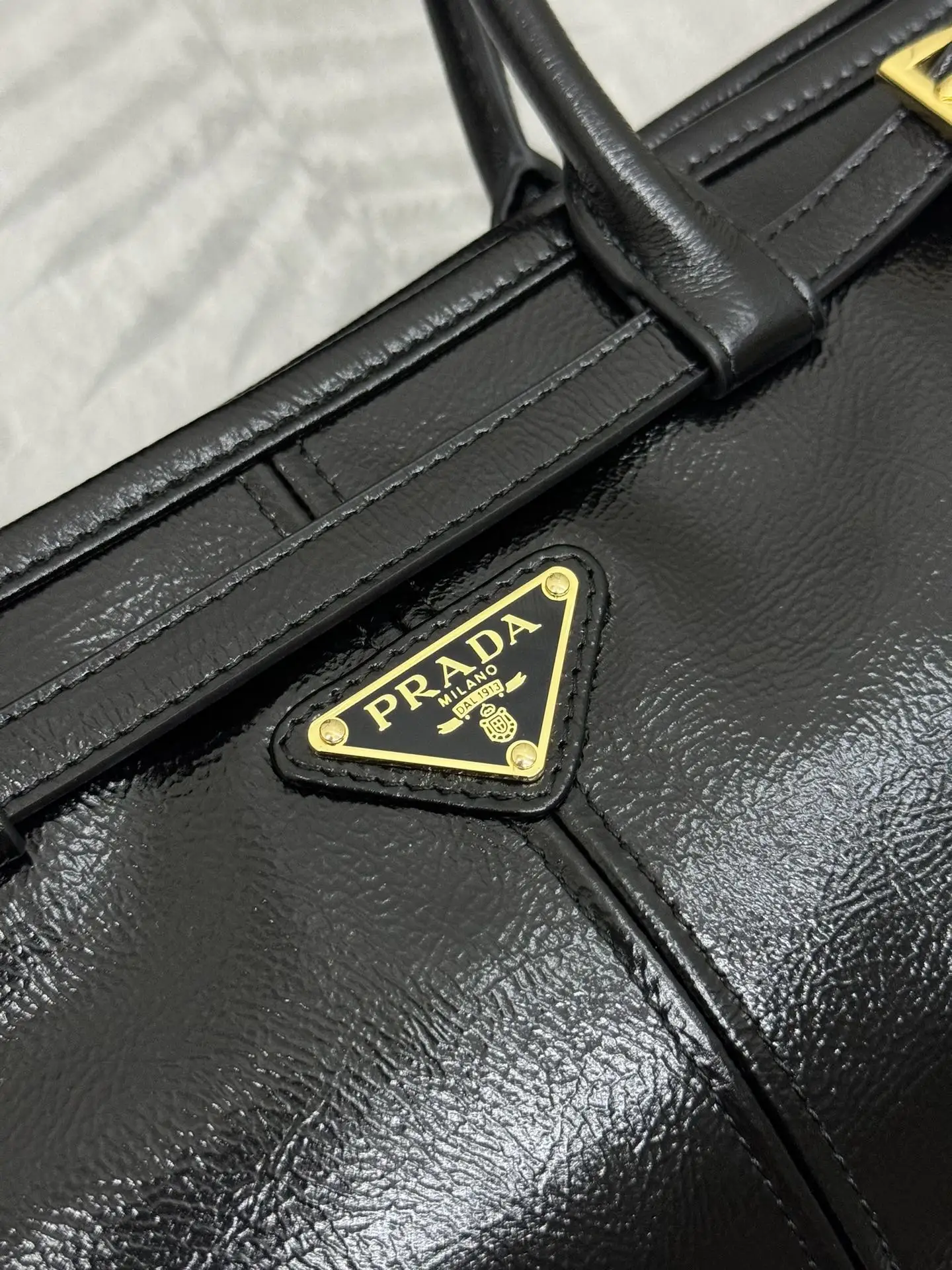 Prada Soft Lux Patent Leather Top-Handle Bag D102016427 — view 7
