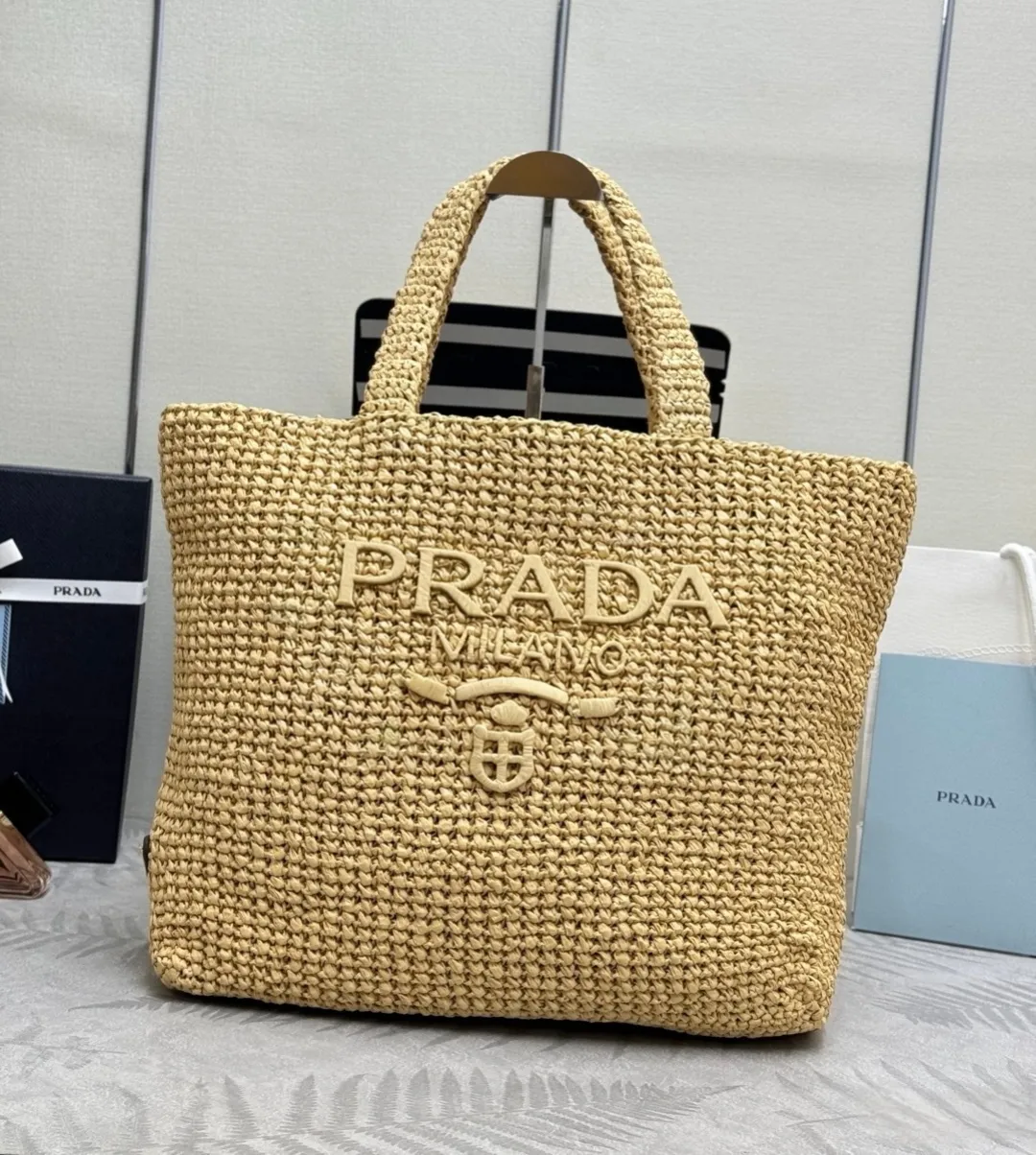 Prada Raffia Large Tote Bag D112016434