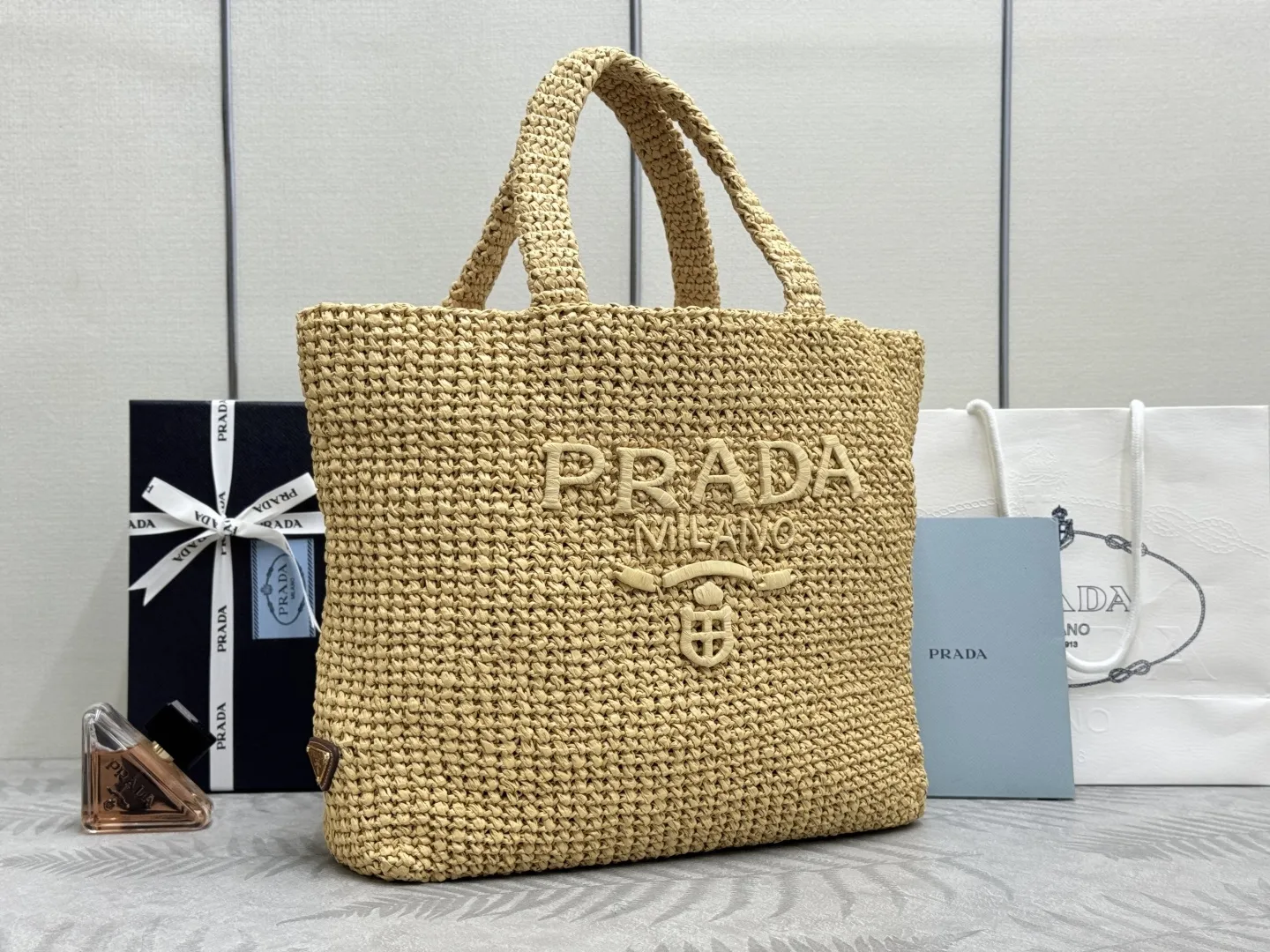 Prada Raffia Large Tote Bag D112016434 — view 3