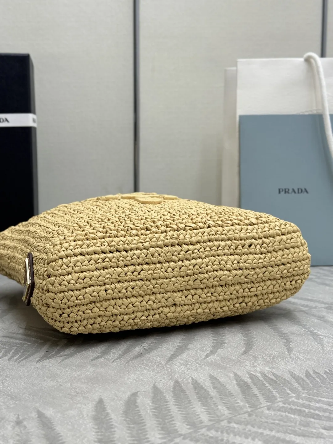 Prada Raffia Effect Small Tote Bag D76016435 — view 7