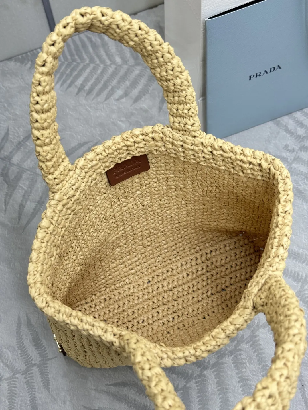 Prada Raffia Effect Small Tote Bag D76016435 — view 8