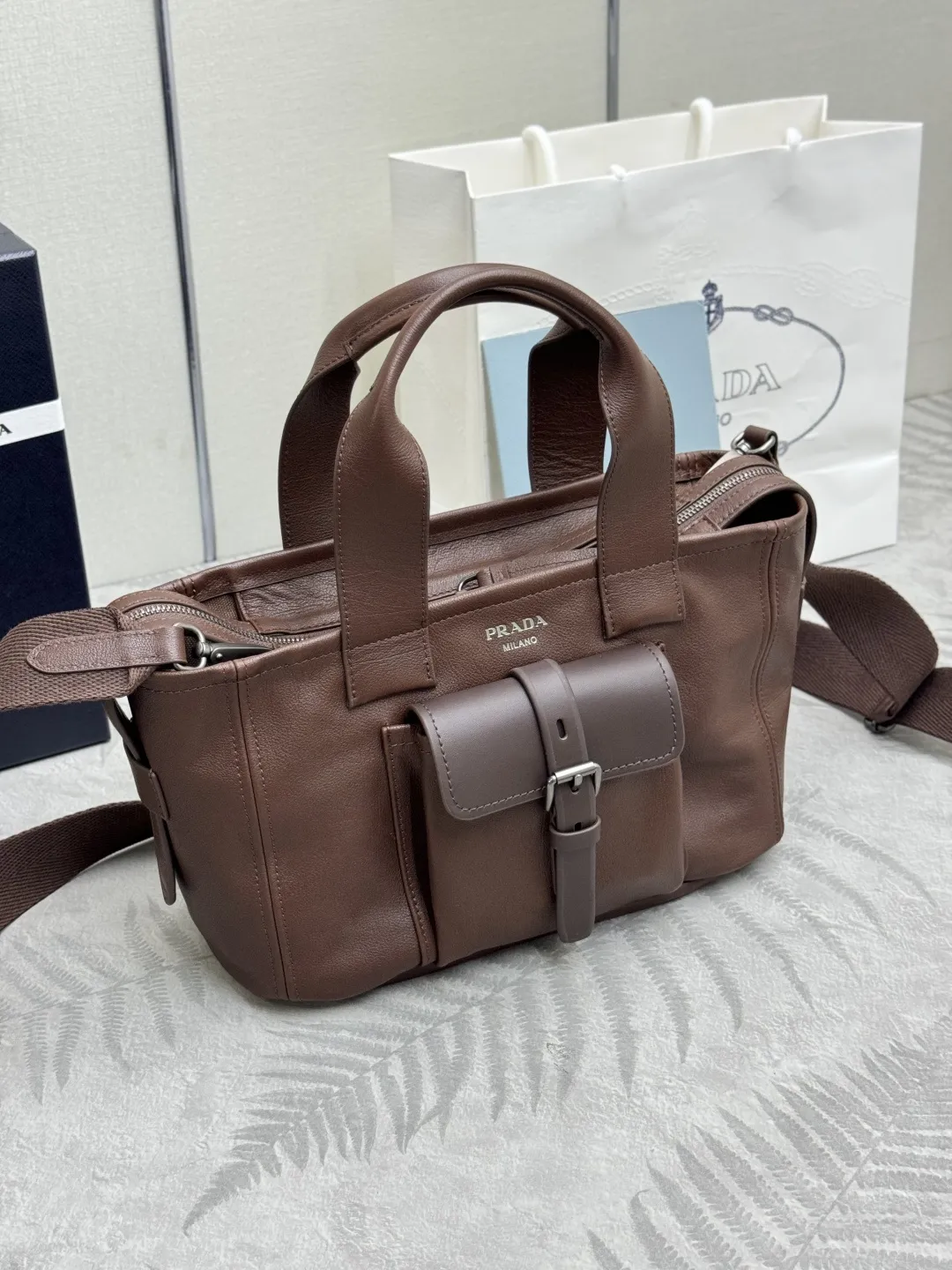 Prada Route Leather Tote Bag D108016436 — view 3