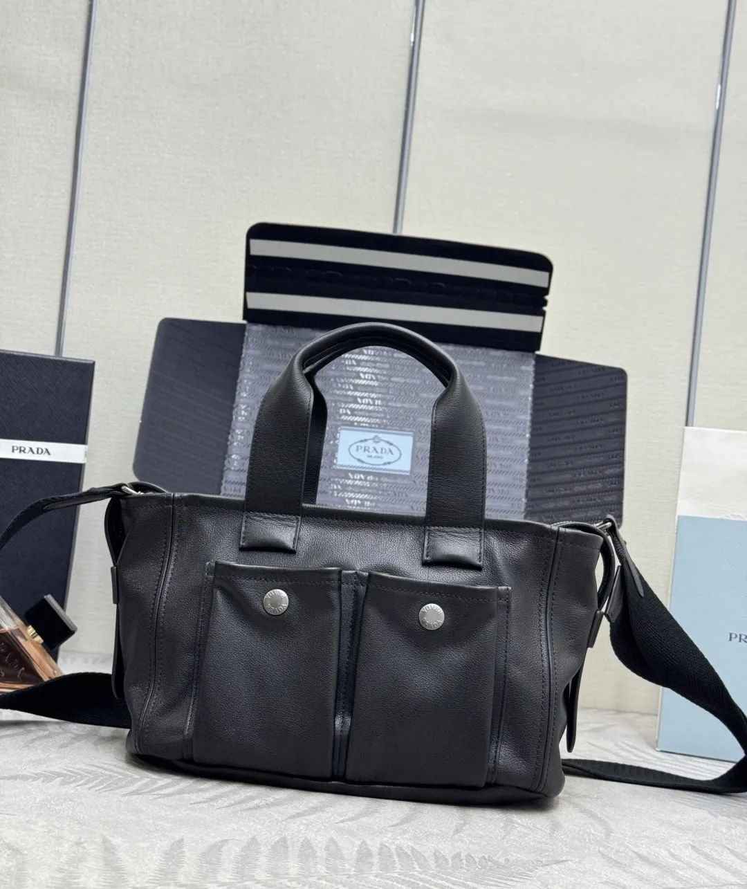 Prada Route Leather Mini Tote Bag D108016518 — view 2