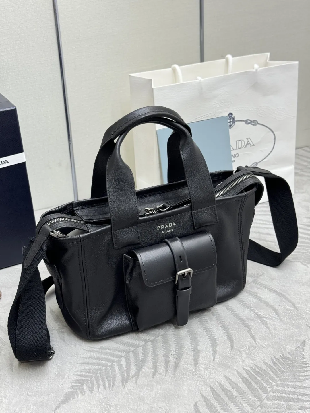 Prada Route Leather Mini Tote Bag D108016518 — view 3