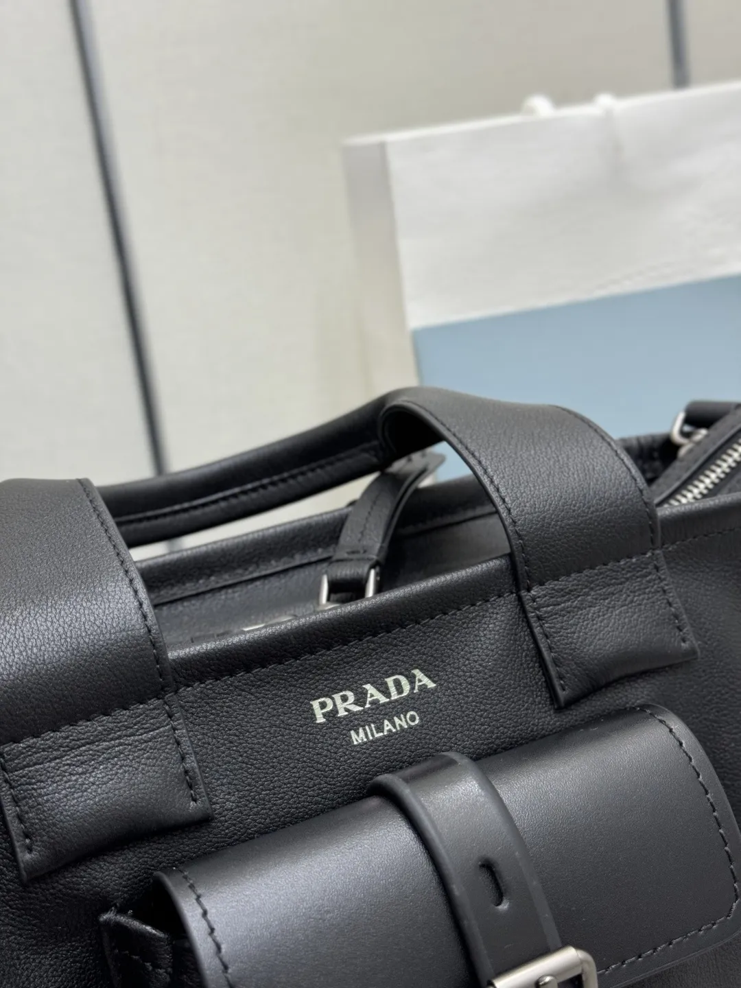 Prada Route Leather Mini Tote Bag D108016518 — view 7