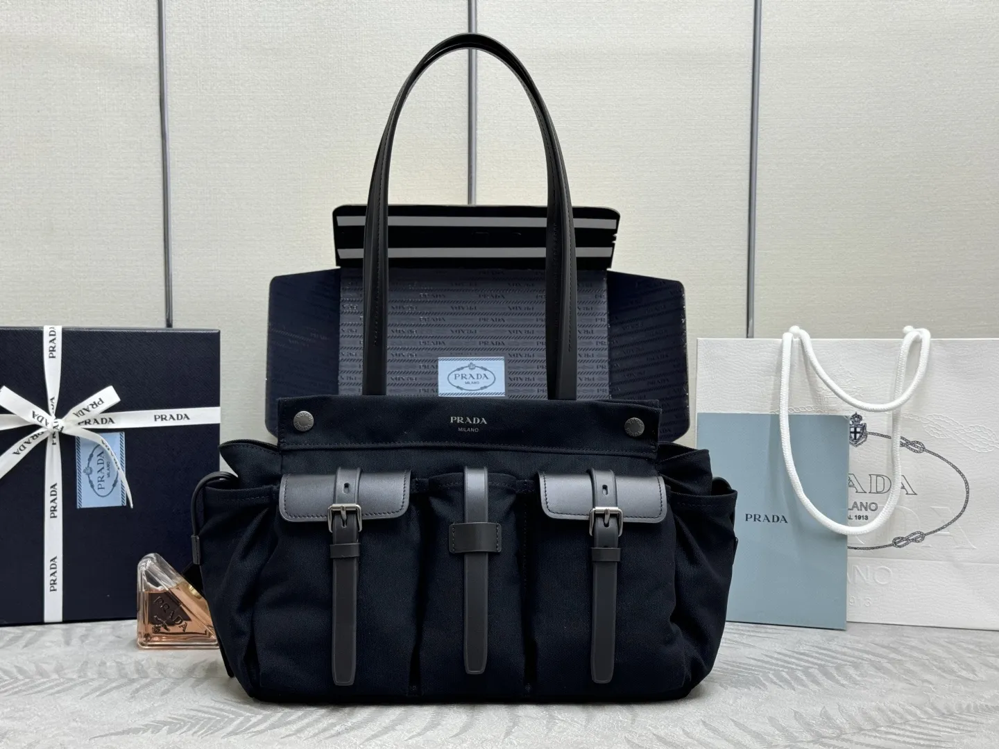 Prada Route Large Canvas & Leather Tote Bag D98016441