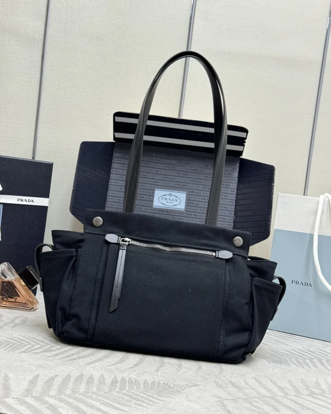 Prada Route Medium Canvas Tote Bag D96016442 — view 2