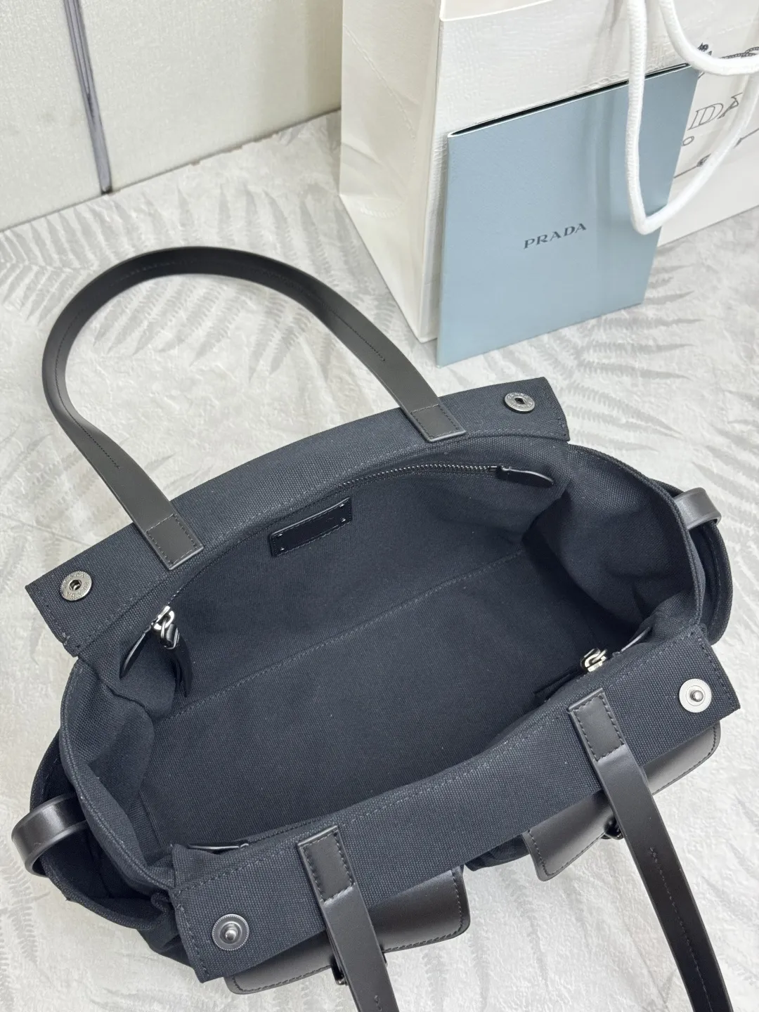 Prada Route Medium Canvas Tote Bag D96016442 — view 8