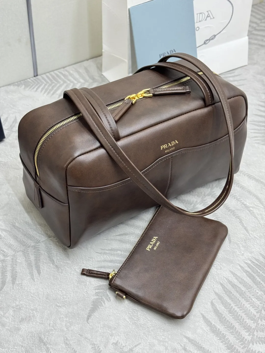 Prada Vintage-Effect Leather Bowling Bag D100016508 — view 3