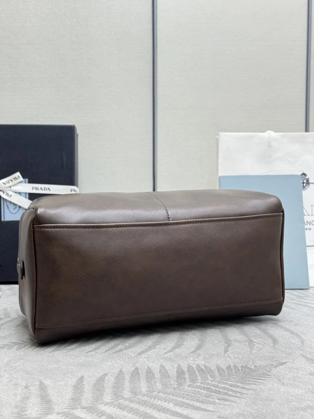 Prada Vintage-Effect Leather Bowling Bag D100016508 — view 6