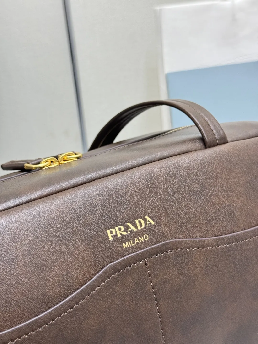 Prada Vintage-Effect Leather Bowling Bag D100016508 — view 7