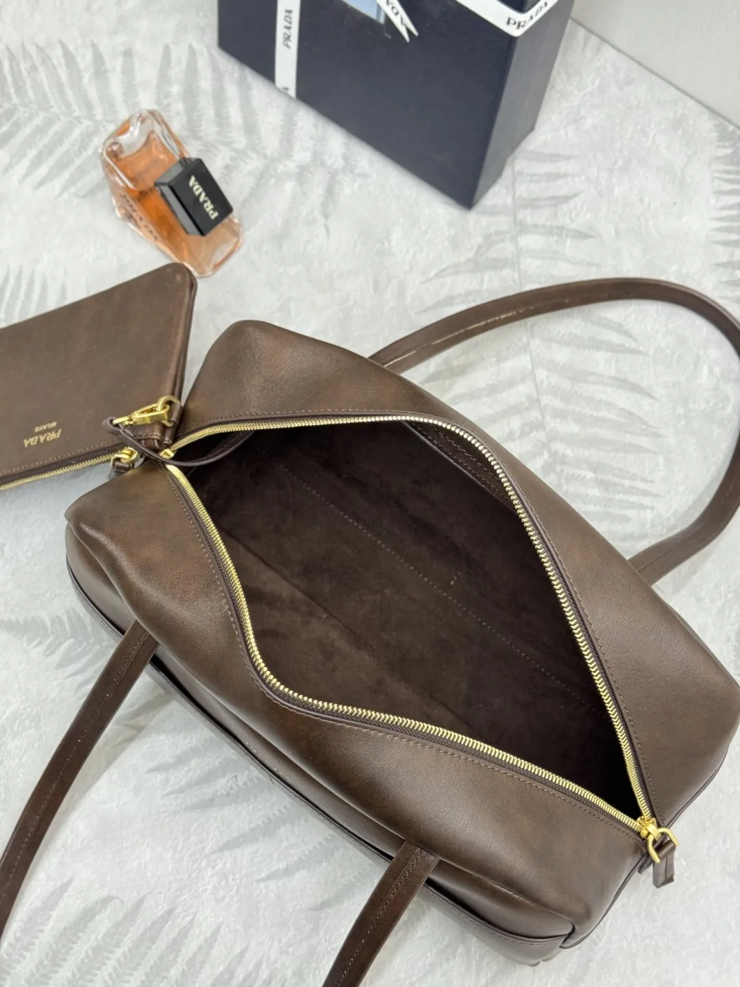 Prada Vintage-Effect Leather Bowling Bag D100016508 — view 8