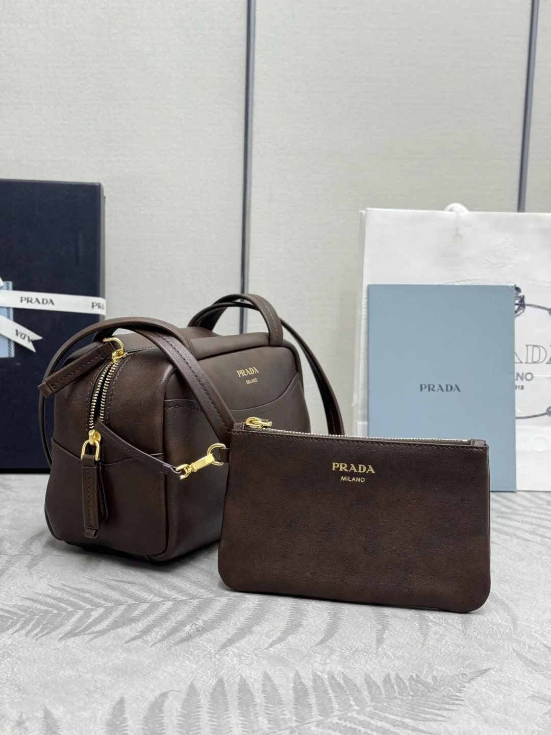 Prada Distressed Leather Mini Shoulder Bag D96016444 — view 5
