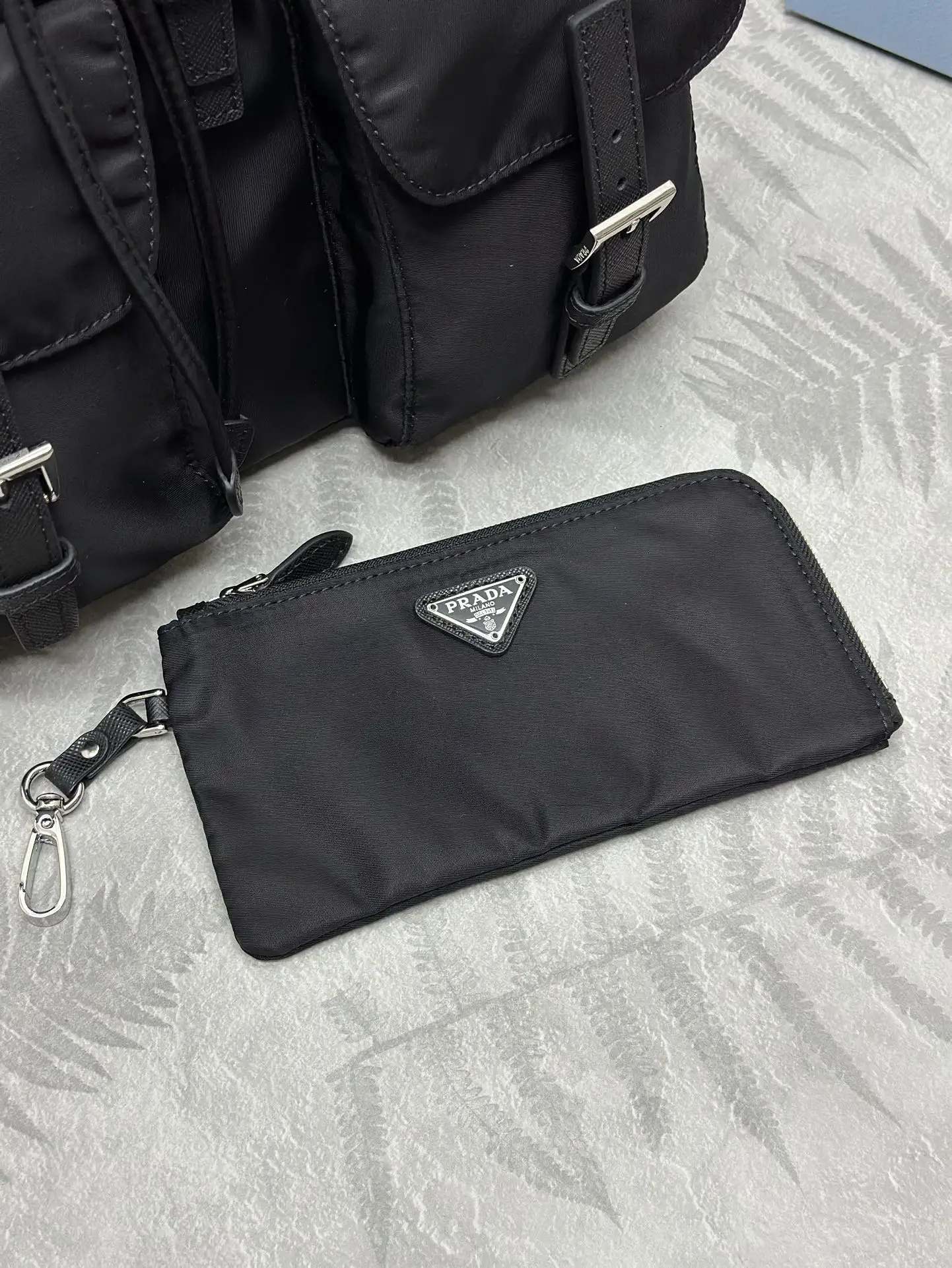 Nylon Saffiano Leather-Trim Backpack with Pouch D76016531 — view 5