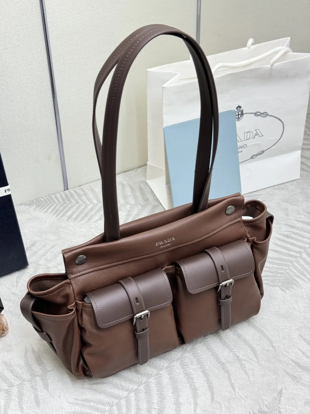 Prada 1BG645 Leather Tote Bag D113016456 — view 3